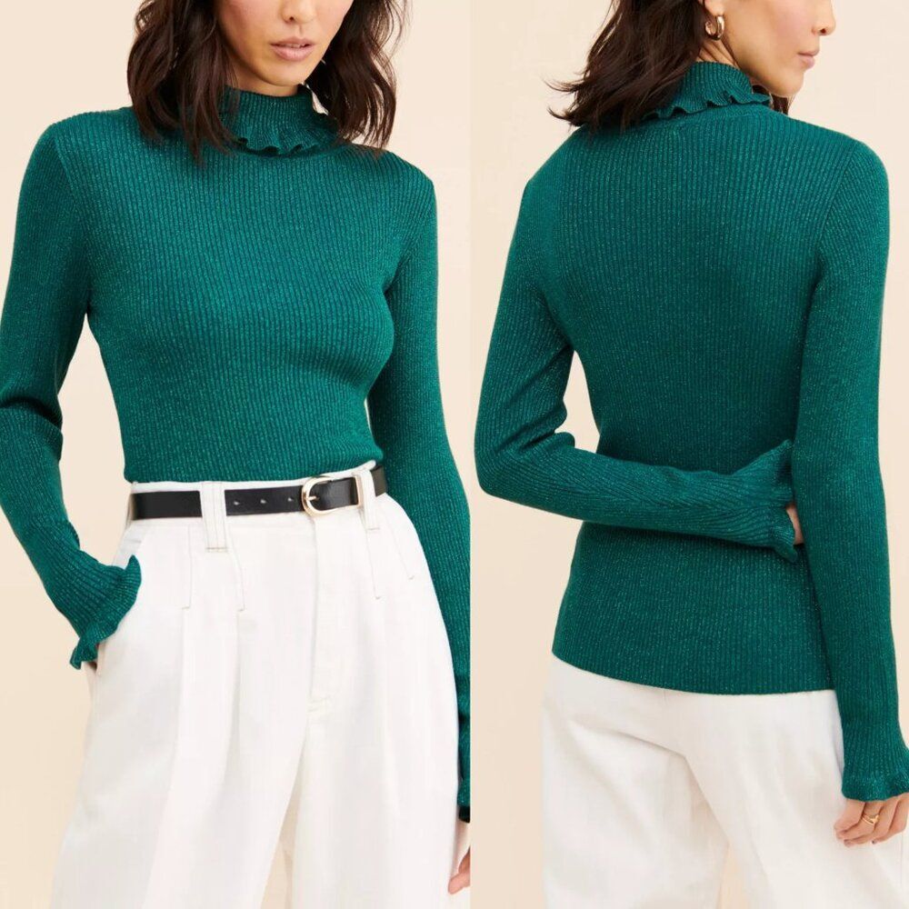 Urban Outfitters Glamorous Frill Turtleneck in Green Size Large